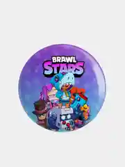 Алый значок, пин на одежду "Brawl Stars", 37 мм., круглый, металлический