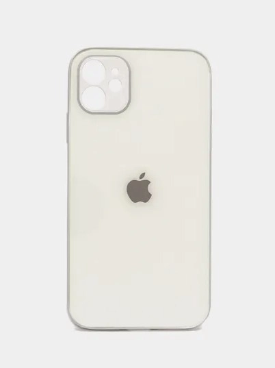 Чехол силиконовый для iPhone 11, со стеклянной панелью, с защитой для камеры