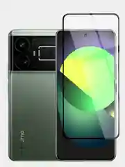 Прозрачный стекло для Realme GT 5 защитное, BROSCORP, с олеофобным покрытием и черной рамкой