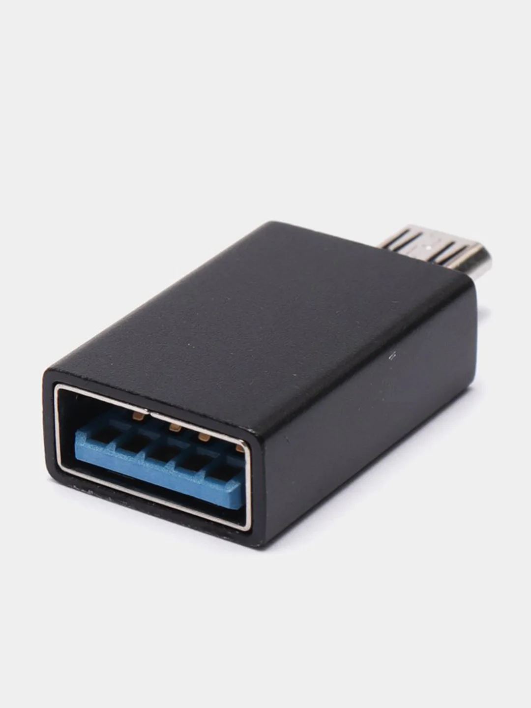 Черный адаптер переходник OTG micro USB на USB Type A