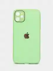 Салатовый чехол для iPhone Xr/ 11/ 12/ mini/ Pro/ ProMax, силиконовый со стеклянной панелью