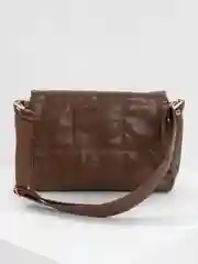 Шоколадный сумка женская дутая, с широким ремнем