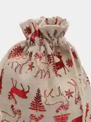 Бежевый мешочек новогодний подарочный, мешки мешок для упаковки новогодних подарков пакет коробка