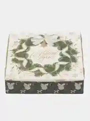 Зеленый коробка подарочная новогодняя "Новый год", 14*14*3,5см