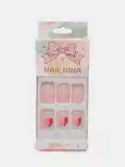 Коралловый меланж накладные ногти, с дизайном