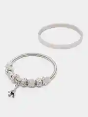 Серебряный женский подарочный набор: наручные часы с браслетом