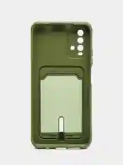 Зелёный хаки чехол силиконовый для Xiaomi Redmi 9T (Редми 9Т), с защитой камеры