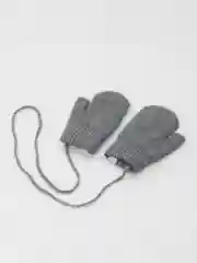 Серый детские зимние варежки, на веревке, с подкладом