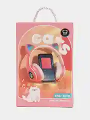 Белый наушники детские Cat Ear беспроводные, светящиеся, с ушками