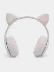 Белый наушники детские Cat Ear беспроводные, светящиеся, с ушками