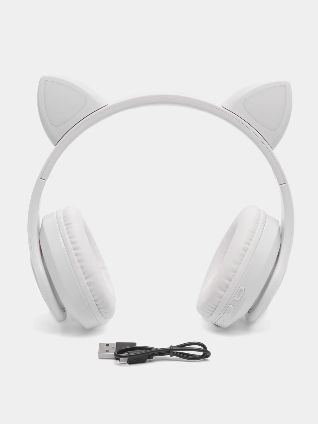 Белый наушники детские Cat Ear беспроводные, светящиеся, с ушками