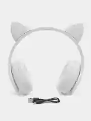 Белый наушники детские Cat Ear беспроводные, светящиеся, с ушками