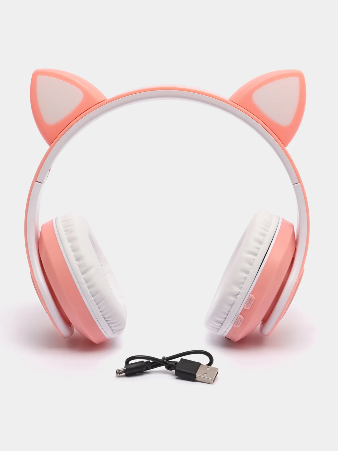 Розовый наушники детские Cat Ear беспроводные, светящиеся, с ушками