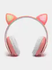 Розовый наушники детские Cat Ear беспроводные, светящиеся, с ушками