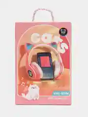 Розовый наушники детские Cat Ear беспроводные, светящиеся, с ушками