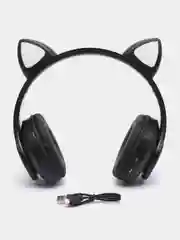 Розовый наушники детские Cat Ear беспроводные, светящиеся, с ушками