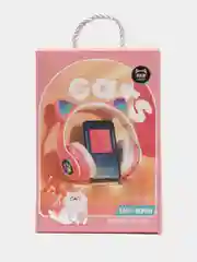 Розовый наушники детские Cat Ear беспроводные, светящиеся, с ушками