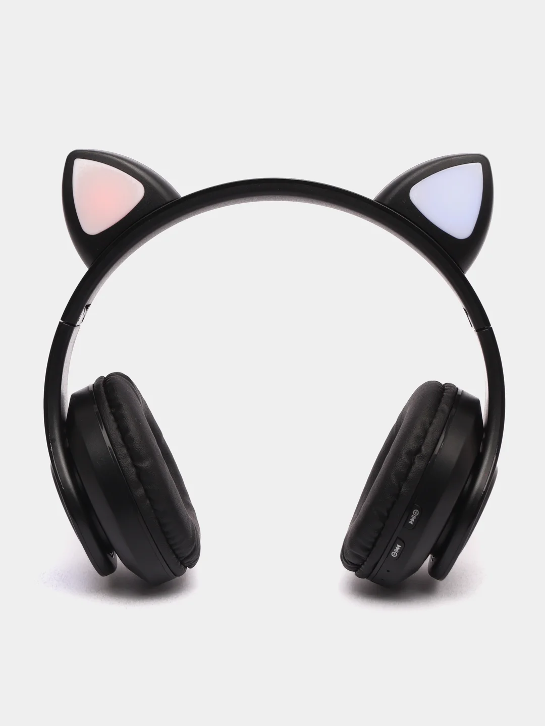 Черный наушники детские Cat Ear беспроводные, светящиеся, с ушками