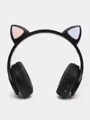 Черный наушники детские Cat Ear беспроводные, светящиеся, с ушками