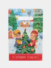 Горчичный пакет полиэтиленовый, новогодний, 2 размера