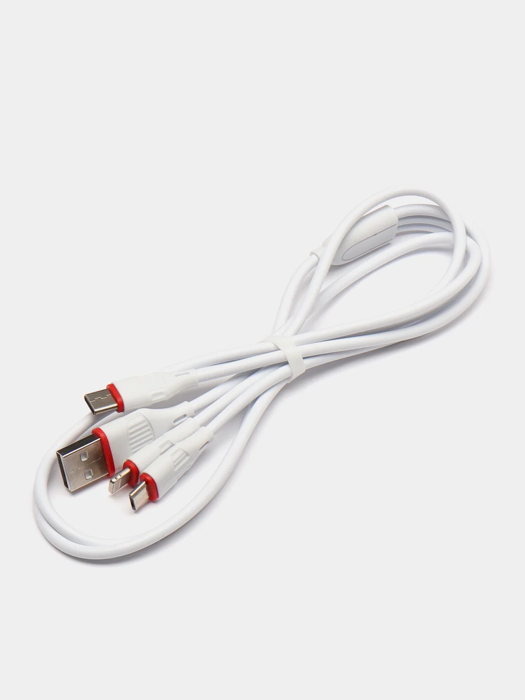 Белый кабель для зарядки телефона 3 в 1, MicroUSB, Type-C, Lightning, Borofone bx17