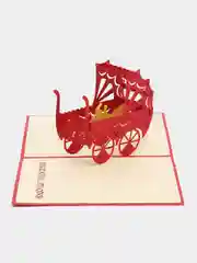 Открытка трехмерная, объемная "Детская коляска 3D", 13 х 15 см