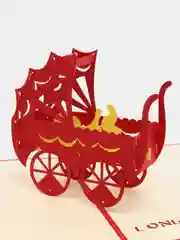 Открытка трехмерная, объемная "Детская коляска 3D", 13 х 15 см