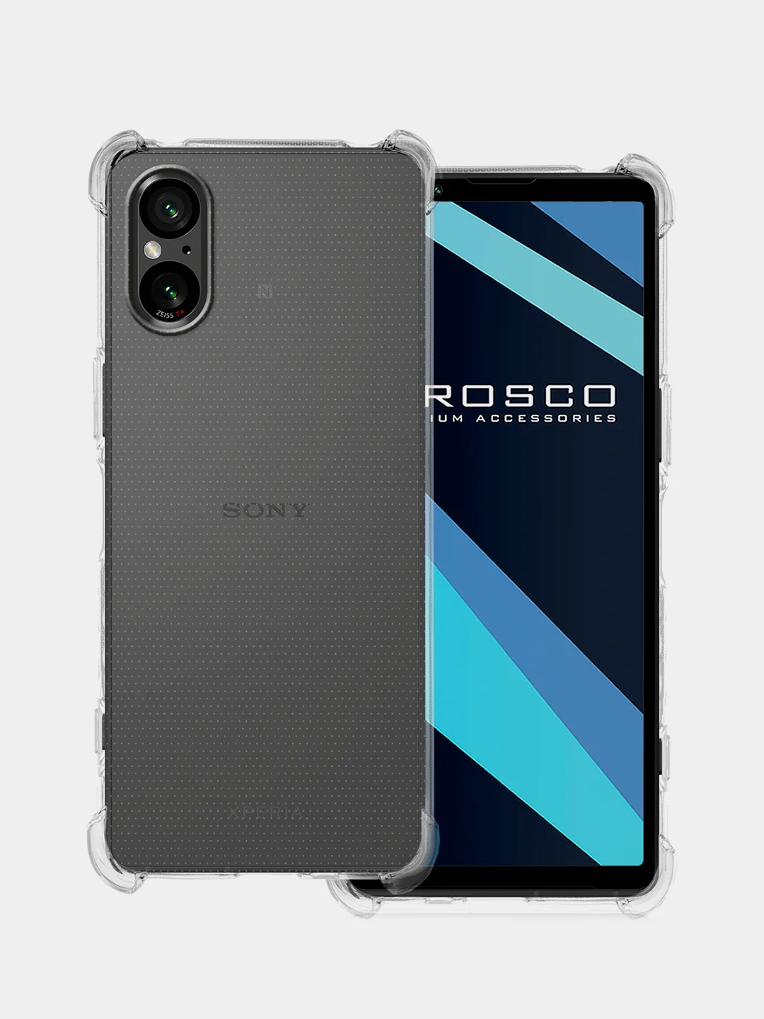 Прозрачный противоударный чехол для Sony Xperia 5 V, силиконовый, ROSCO, с усиленными углами