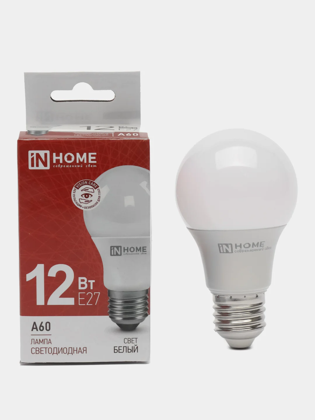 Лампа светодиодная LED-A60-VC 12Вт 230В Е27 4000К 1140 Лм, IN HOME