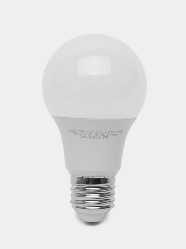 Лампа светодиодная LED-A60-VC 12Вт 230В Е27 4000К 1140 Лм, IN HOME
