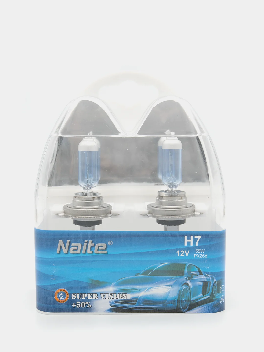 Лампа галогеновая (комплект из 2 шт.) Naite Super White + 50% BOX H1, H4, H7