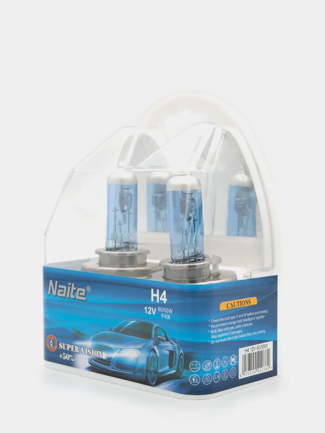 Лампа галогеновая (комплект из 2 шт.) Naite Super White + 50% BOX H1, H4, H7