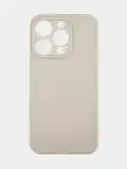 Бежевый меланж чехол для iPhone 15 Pro силиконовый BROSCORP матовый/ прозрачный/ с карманом, защита камер