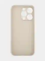 Бежевый меланж чехол для iPhone 15 Pro силиконовый BROSCORP матовый/ прозрачный/ с карманом, защита камер
