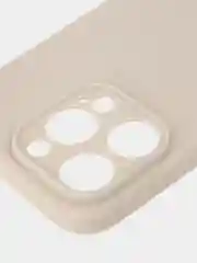 Бежевый меланж чехол для iPhone 15 Pro силиконовый BROSCORP матовый/ прозрачный/ с карманом, защита камер