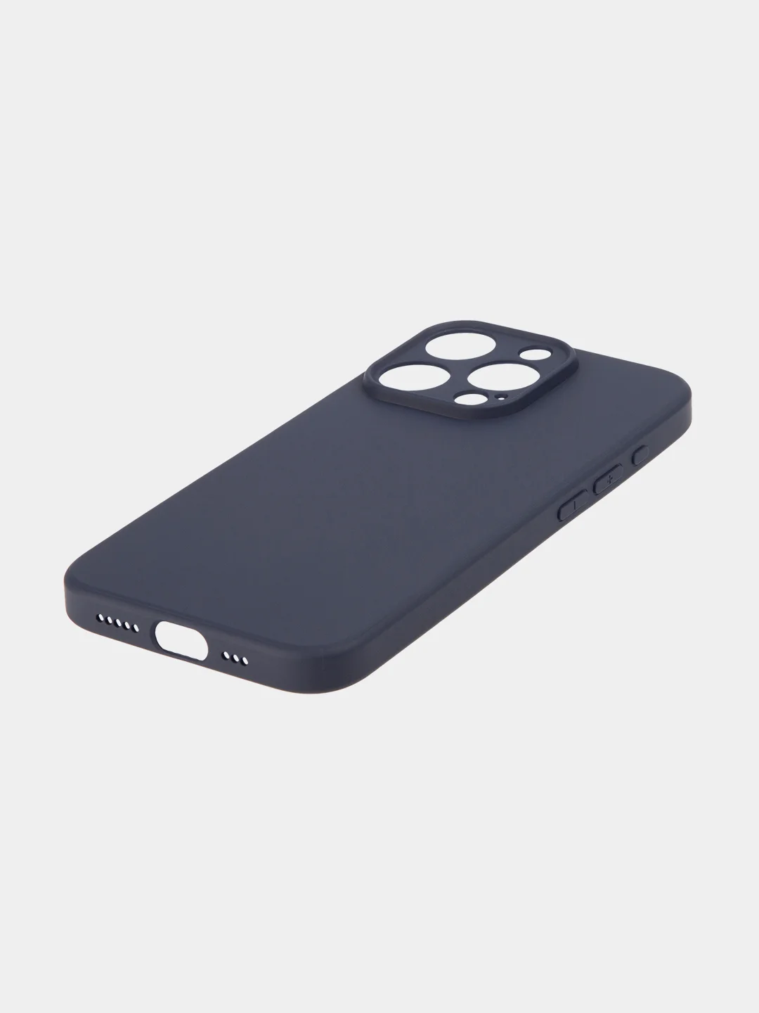 Темно-синий чехол для iPhone 15 Pro силиконовый BROSCORP матовый/ прозрачный/ с карманом, защита камер