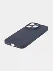 Темно-синий чехол для iPhone 15 Pro силиконовый BROSCORP матовый/ прозрачный/ с карманом, защита камер
