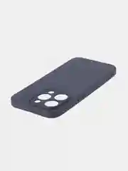 Темно-синий чехол для iPhone 15 Pro силиконовый BROSCORP матовый/ прозрачный/ с карманом, защита камер