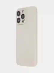 Бежевый меланж чехол для iPhone 15 Pro Max силиконовый BROSCORP, матовый/ прозрачный, бортик- защита камер