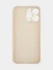 Бежевый меланж чехол для iPhone 15 Pro Max силиконовый BROSCORP, матовый/ прозрачный, бортик- защита камер