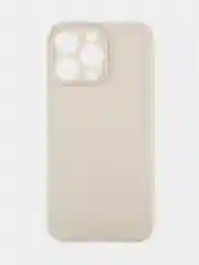 Бежевый меланж чехол для iPhone 15 Pro Max силиконовый BROSCORP, матовый/ прозрачный, бортик- защита камер