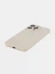 Бежевый меланж чехол для iPhone 15 Pro Max силиконовый BROSCORP, матовый/ прозрачный, бортик- защита камер