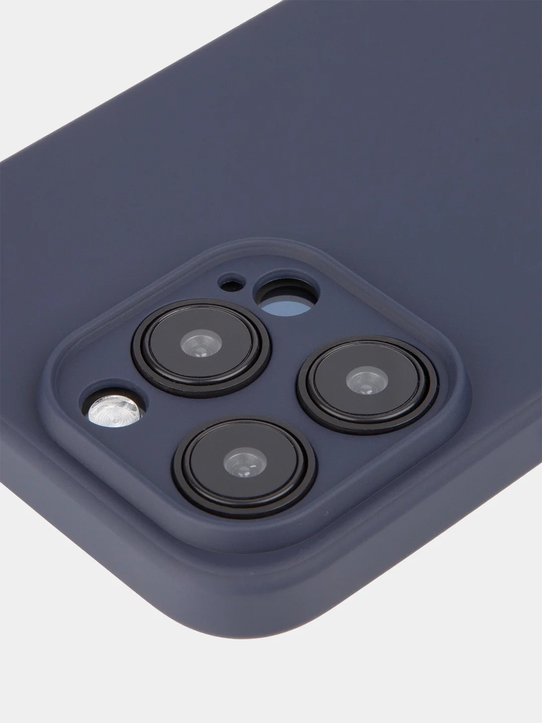 Темно-синий чехол для iPhone 15 Pro Max силиконовый BROSCORP, матовый/ прозрачный, бортик- защита камер