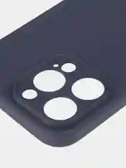 Темно-синий чехол для iPhone 15 Pro Max силиконовый BROSCORP, матовый/ прозрачный, бортик- защита камер