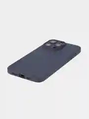 Темно-синий чехол для iPhone 15 Pro Max силиконовый BROSCORP, матовый/ прозрачный, бортик- защита камер