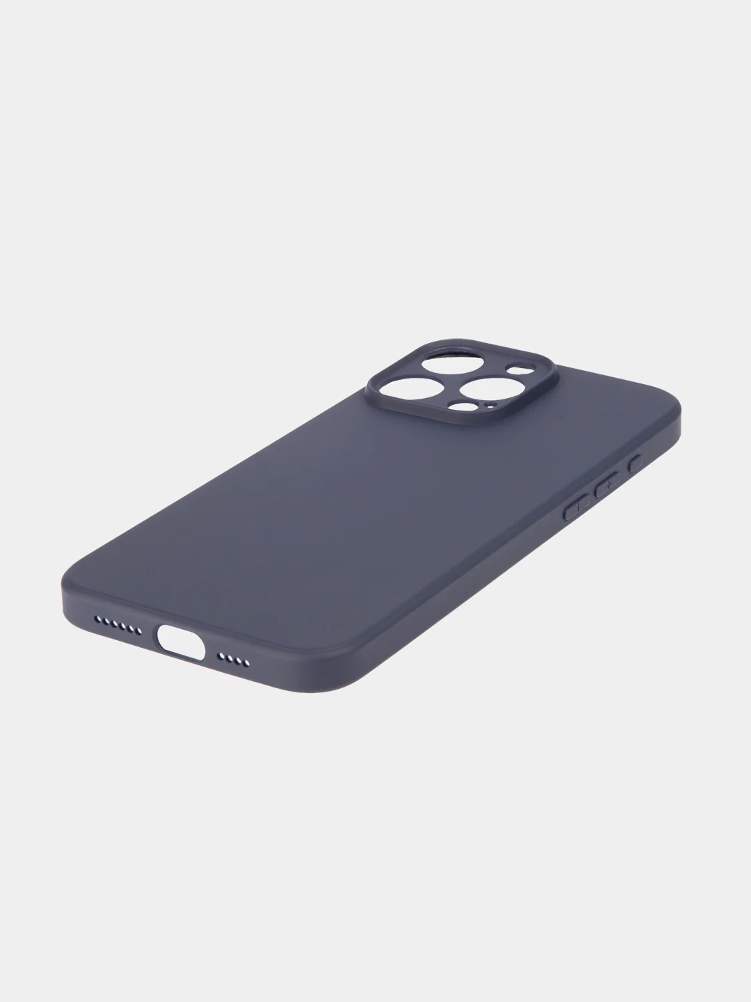 Темно-синий чехол для iPhone 15 Pro Max силиконовый BROSCORP, матовый/ прозрачный, бортик- защита камер