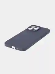 Темно-синий чехол для iPhone 15 Pro Max силиконовый BROSCORP, матовый/ прозрачный, бортик- защита камер