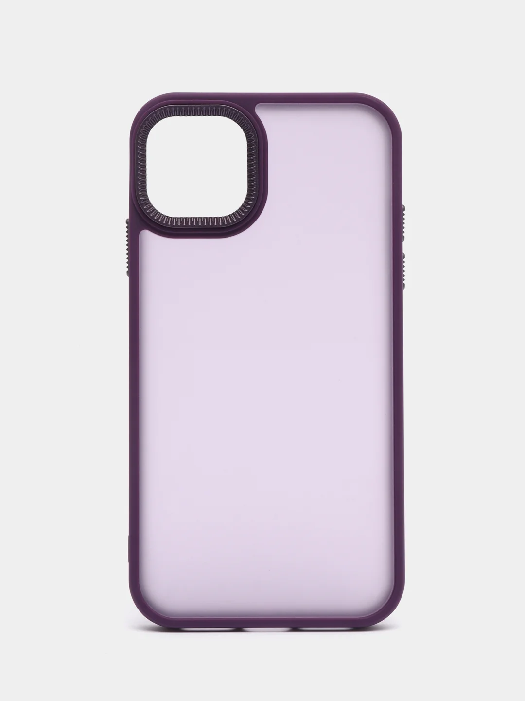 Пурпурный чехол матовый на iPhone 11, 14, 14 Pro, 14 Pro Max, 15 Pro, полупрозрачный, с глянцевой рамкой