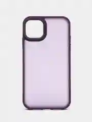 Пурпурный чехол матовый на iPhone 11, 14, 14 Pro, 14 Pro Max, 15 Pro, полупрозрачный, с глянцевой рамкой