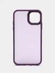 Пурпурный чехол матовый на iPhone 11, 14, 14 Pro, 14 Pro Max, 15 Pro, полупрозрачный, с глянцевой рамкой